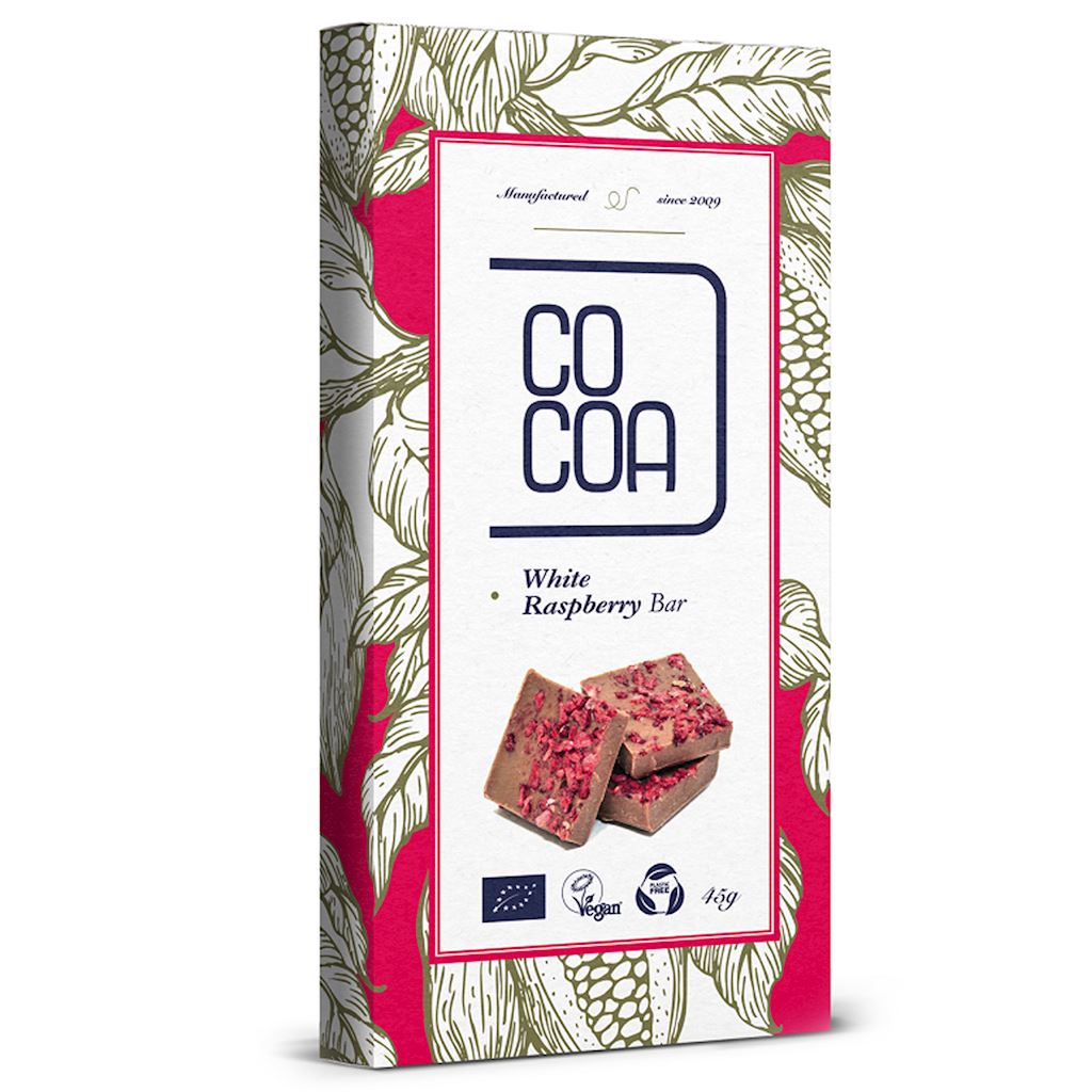 Bio Weiße Schokolade-Himbeere 45 g Vegan, Glutenfrei