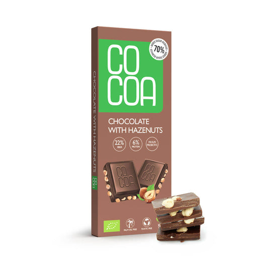 Organic Hazelnut Chocolate - 70% less sugar - 40 g Vegan