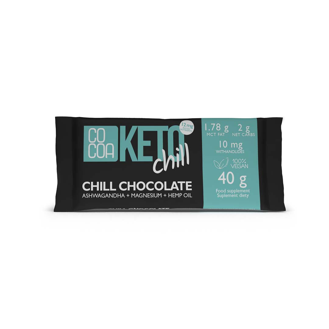 KETO CHILL CHOCOLATE- ASHWAGANDHA + MAGNESIUM + HEMP OIL 40 g