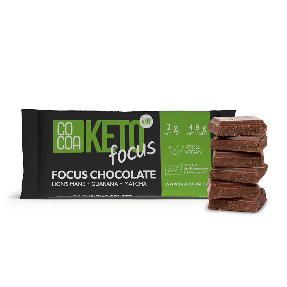 BIO-DUNKLE KETO-SCHOKOLADE FOCUS 40 g Vegan, Glutenfrei, Laktosefrei