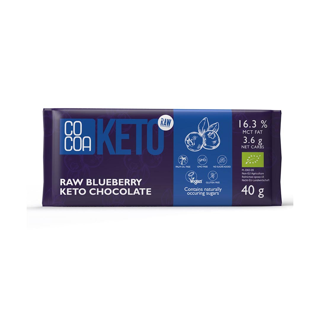 ORGANIC DARK KETO CHOCOLATE WITH BLUEBERRIES 40 g