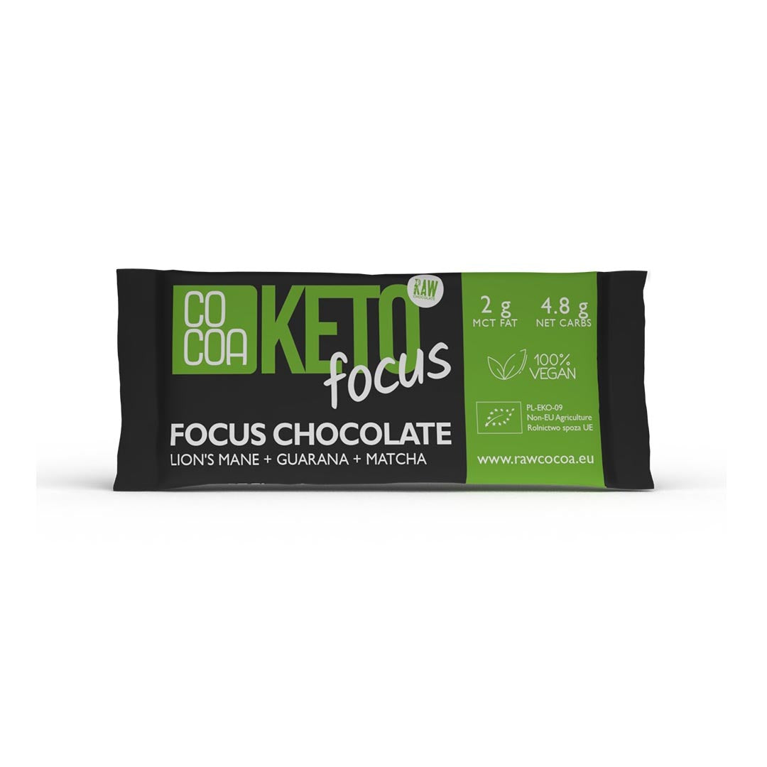 ORGANIC DARK KETO CHOCOLATE FOCUS 40 g Vegan, Gluten-free, Lactose-free