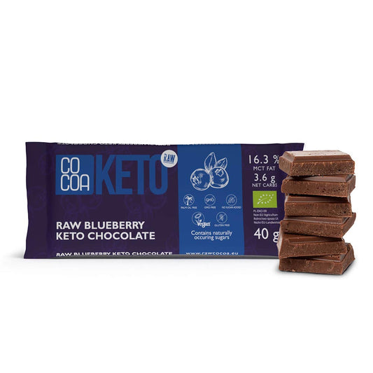 BIO-DUNKLE KETO-SCHOKOLADE MIT HEIDELBEEREN 40 g