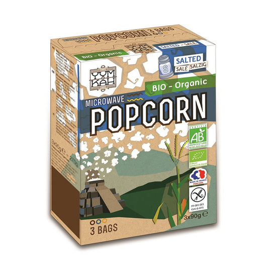 Bio gesalzene Mikropopcorns (3 x 90 g) 270 g Vegan, Glutenfrei