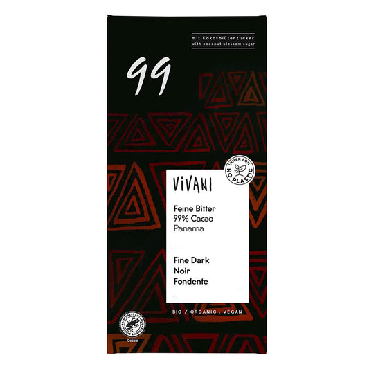 Organic dark chocolate bar 99% Panama 80g