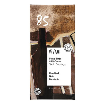 Organic dark chocolate bar 85% Santo Domingo 100g Vegan